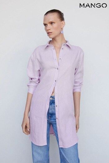 Mango Purple Linen Long Shirt (321064) | £50