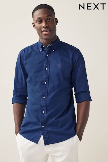 Cobalt Blue Slim Fit Long Sleeve Oxford Shirt (321102) | £25