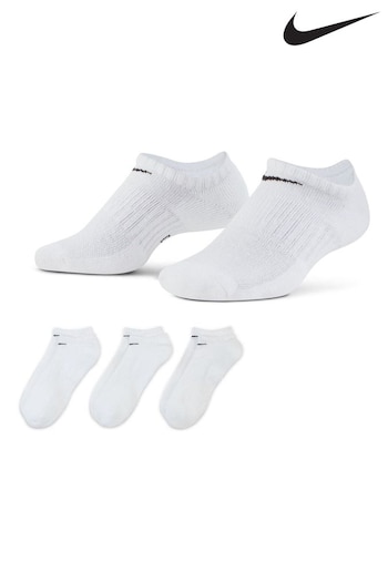 Nike White 3 Pack Adult Everyday Cushioned Trainer Socks (321356) | £16.99