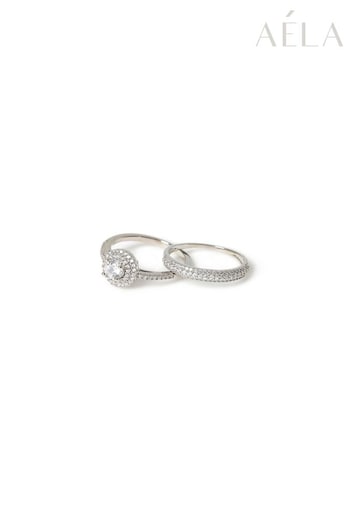 Aela Silver Tone Engagement Style Rings 2 Pack (321387) | £18.50