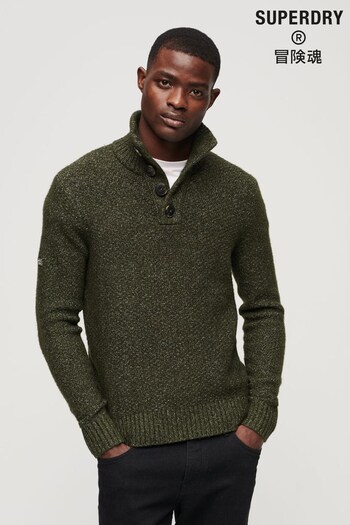 Superdry Green Chunky Button High Neck Jumper (321426) | £75