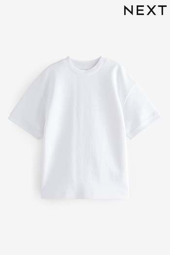 White Relaxed Fit Heavyweight T-Shirt (3-16yrs) (321659) | £6 - £11