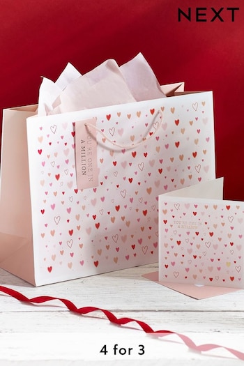 Pink Valentine's Mini Hearts Gift Bag and Card Set (321799) | £4
