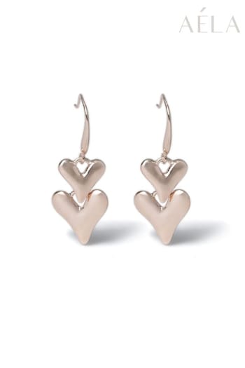 Aela Rose Gold Tone Heart Earrings (322022) | £12.50