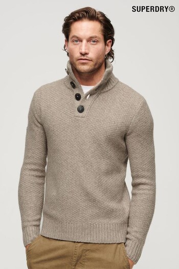 Superdry Beige Chunky Button High Neck Jumper (322068) | £75