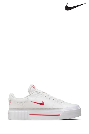 Nike White/Pink Court Legacy Lift Platform Trainers (322129) | £80