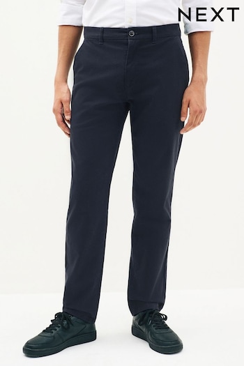 Navy Blue Relaxed Fit Stretch Chino Trousers logo-graphic (322159) | £22