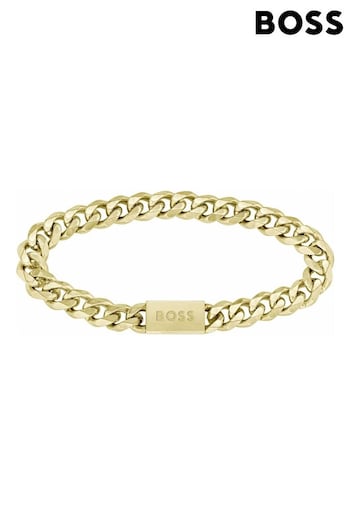 BOSS Gold Jewellery Gents Chain For Him Curb Chain Bracelet (322181) | £69