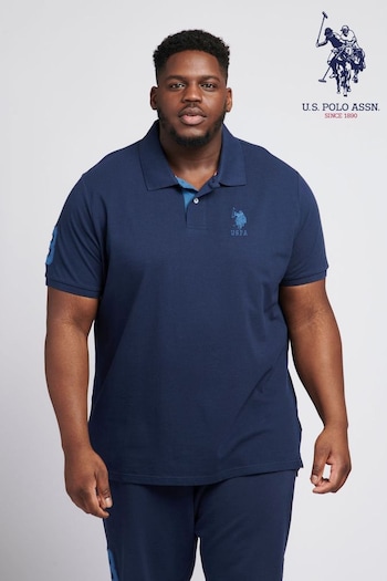 U.S. Striped Polo Assn. Mens Big & Tall Player 3 Logo Pique Striped Polo Shirt (322241) | £45