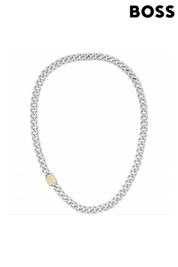 BOSS Silver Jewellery Ladies Caly Stamped Textured Links Necklace (322349) | £129