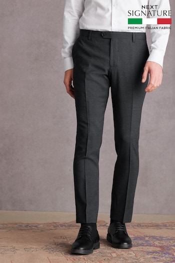 Charcoal Grey Slim Fit Signature Tollegno Suit: Trousers (322362) | £90