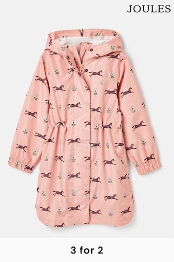 Joules Rainford Pink Horse Waterproof Packable Raincoat With Hood (322532) | £34.95 - £37.95