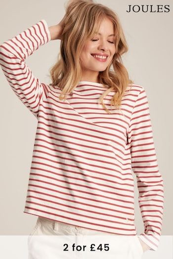 Joules Harbour Pink Striped Long Sleeve Breton Top (322622) | £29.95
