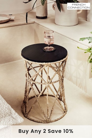 French Connection Mango Wood and Jute Chamak Side Table (322749) | £135