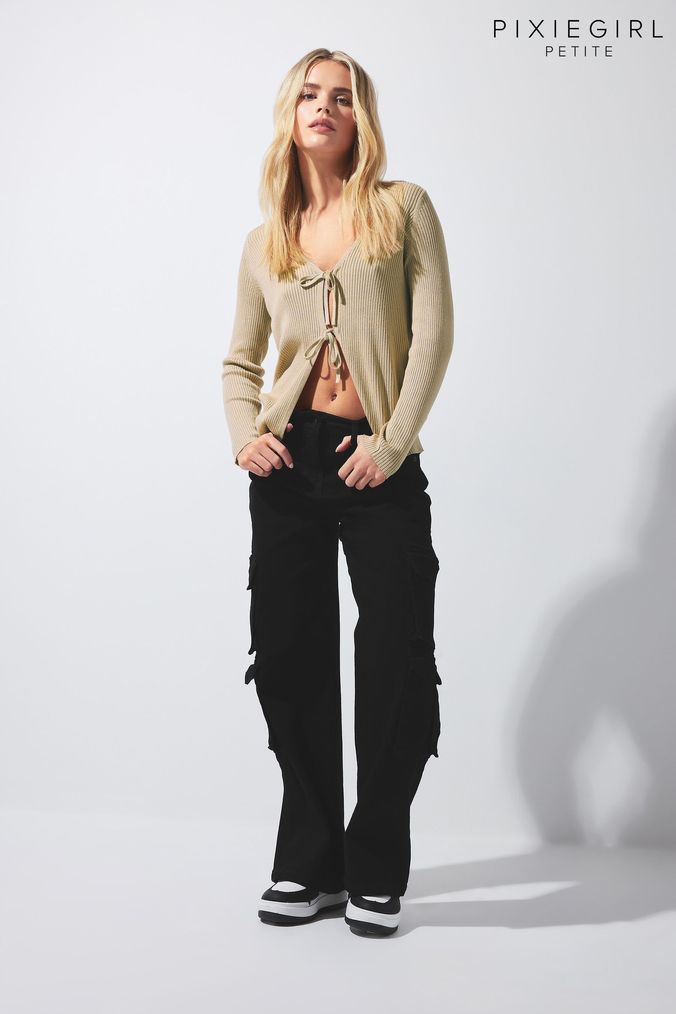 Womens black cargo pants petite deals