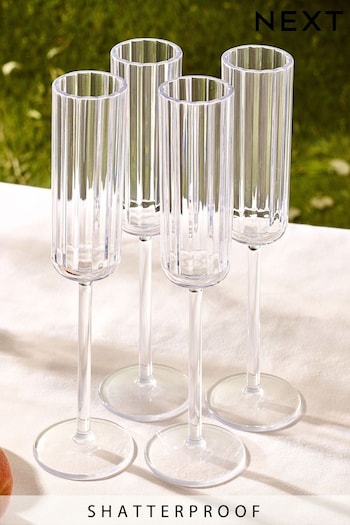 Clear Hollis Plastic Picnic Drinkware Set of 4 Flute Glasses (323049) | £14