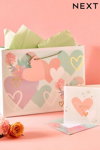 Green Hearts Mother's Day Gift Bag and Card Set (323263) | £4
