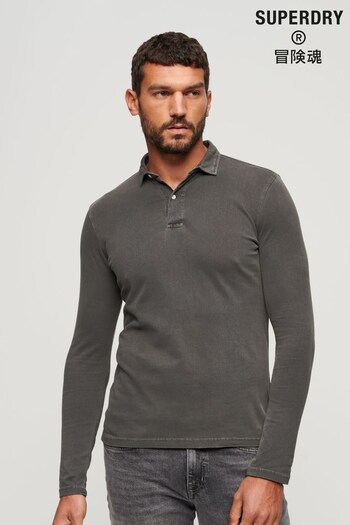 Superdry Black Studios Long Sleeeve Jersey Polo Shirt (323279) | £45