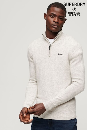 Superdry Grey Essential Embroided Knitwear Henley Jumper (323451) | £50