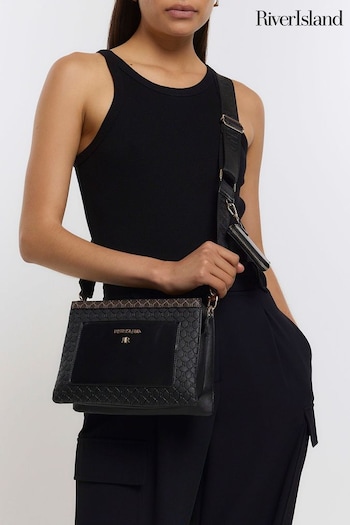 River Island Black Tri Comp Contrast X-Body Bag (323504) | £37