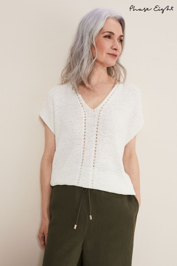 Buy Women s Jumpers White Short Sleeve Knitwear Online Next UK
