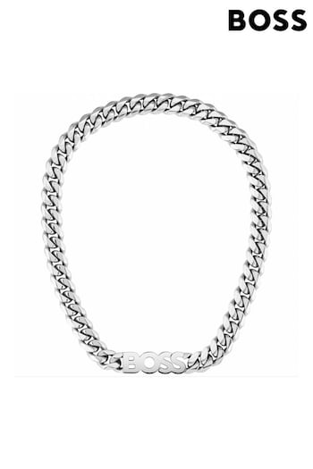 BOSS Silver Gents Silver Tone Jewellery Kassy Chain Logo Necklace (323515) | £139
