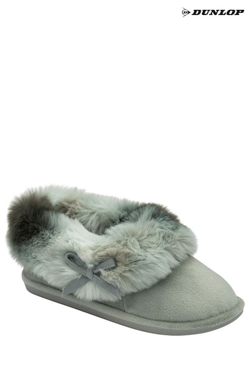 Dunlop Grey Ladies Faux Fur Full Slippers (323769) | £20