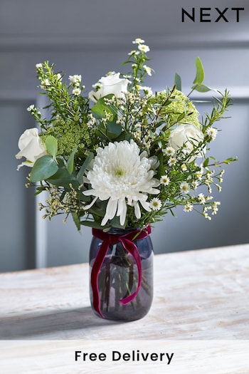 White Fresh Flower Bouquet in Vase (324117) | £35