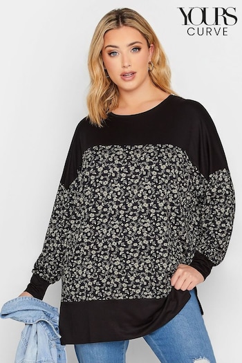 Yours Curve Black Long Sleeve Top (324239) | £24