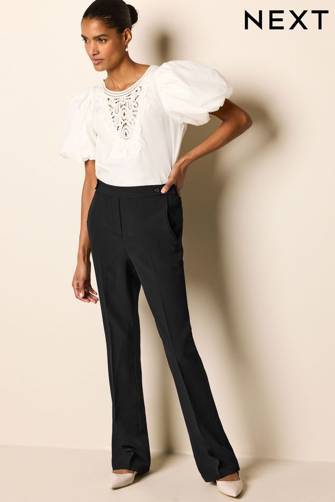 Buy Women s Black Elasticated Trousers Online Next UK
