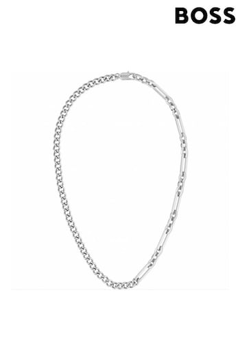 BOSS Silver Jewellery Gents Mattini Chain and Links Necklace (324339) | £89