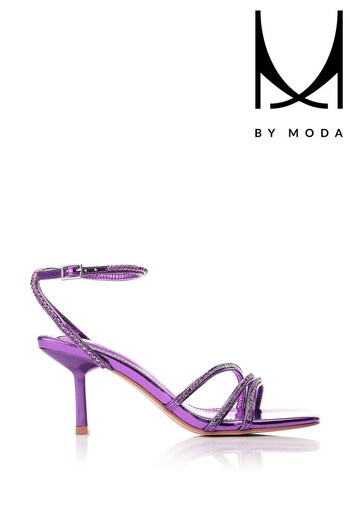 MbyModa Purple Aysmmteric Strap Glitz Sandals (324386) | £79
