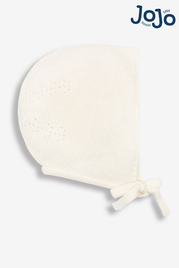JoJo Maman Bébé Cream Knitted Baby Bonnet (324460) | £12
