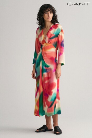 GANT Multi V-Neck Floral Print Gathering Dress (324515) | £190