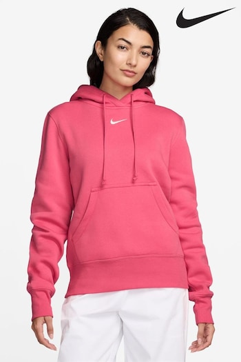 Nike Bright Pink Phoenix Fleece Mini Swoosh Pullover Hoodie (324543) | £60