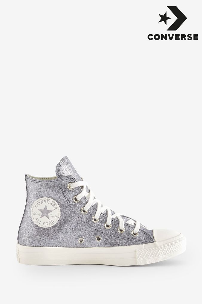 Converse silver store sparkle trainers
