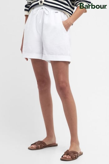 Barbour® White Elsden Drawcord Waist Romea Shorts With Linen (324817) | £60
