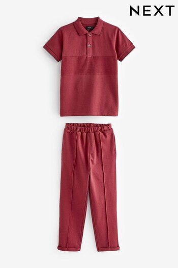 Burgundy Red Smart Cotton Polo Shirt Set (3mths-7yrs) (324959) | £16 - £20