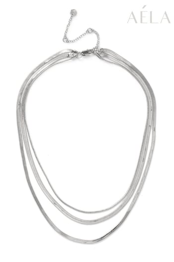 Aela Silver Tone Multi Row Snake Chain Necklace (325133) | £16.50
