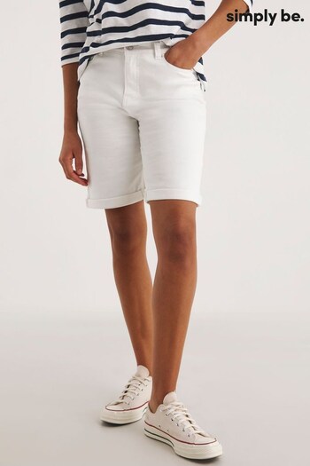 Simply Be White 24/7 Knee SST Shorts (325270) | £22