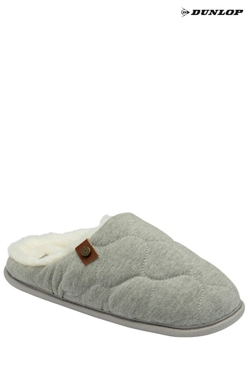 Dunlop Grey Ladies Closed Toe Quilted Mule Slippers (325626) | £18