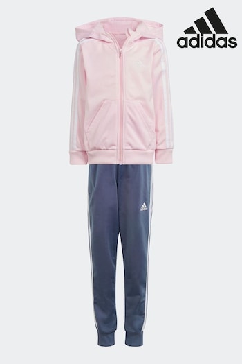 adidas Pink/Blue Sportswear Essentials 3-Stripes Shiny Tracksuit (326229) | £35