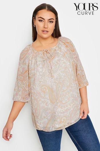 Yours Curve Pink Tie Neck Blouse (326330) | £27