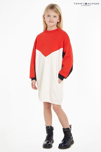 Tommy Hilfiger Kids Red Colorblock Sweat Dress (326430) | £55 - £65