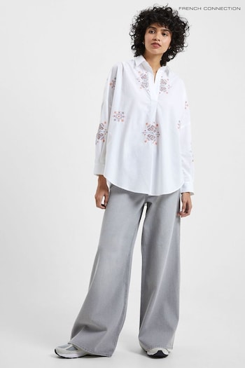 French Connection Embroidered Hodes White Pop Over Shirt (326672) | £69