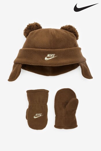 Nike Brown/Gold Kids Pom Pom Trapper Hat 2-4 Years (326694) | £24