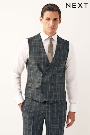 Charcoal Grey Trimmed Check Suit Waistcoat (326895) | £45