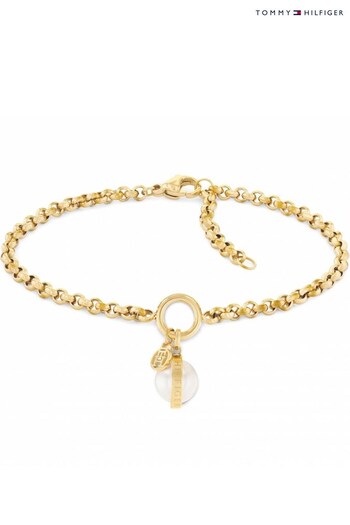 Tommy Hilfiger Jewellery Ladies Gold Tone Orb Pearl Bracelet (327031) | £69