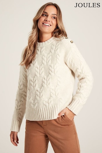 Joules Pippa Cream Cable Knit Jumper (327091) | £69.95