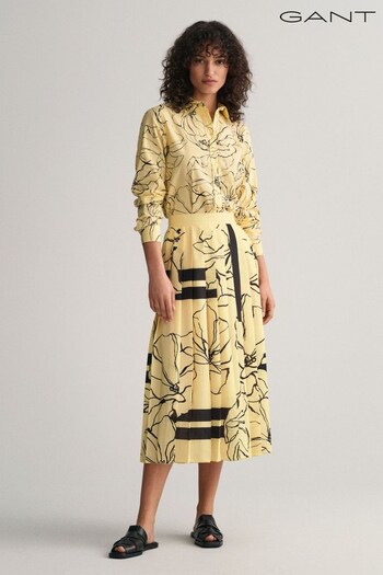 GANT Yellow Line Drawing Printed Pleated Midi Skirt (327211) | £140